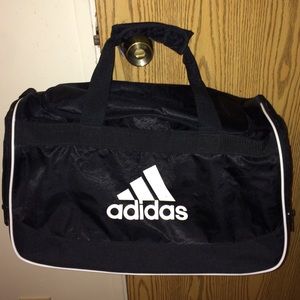 Black and white adidas gym bag